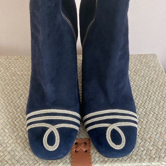 Tommy Hilfiger Collection - Navy Suede Boots with Gold Embellishments - Picture 4 of 13